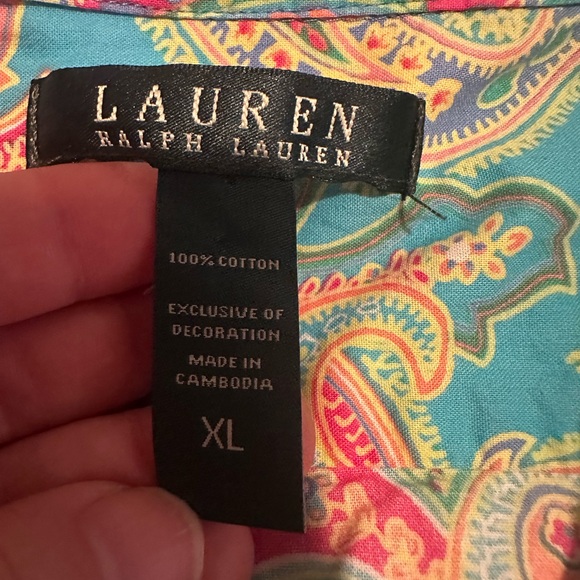 Ralph Lauren Vintage Multicolor Paisley Sleep Shirt Womens Size XL - Picture 9 of 15